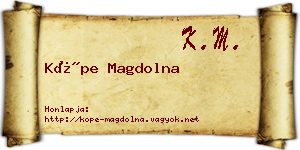 Köpe Magdolna névjegykártya